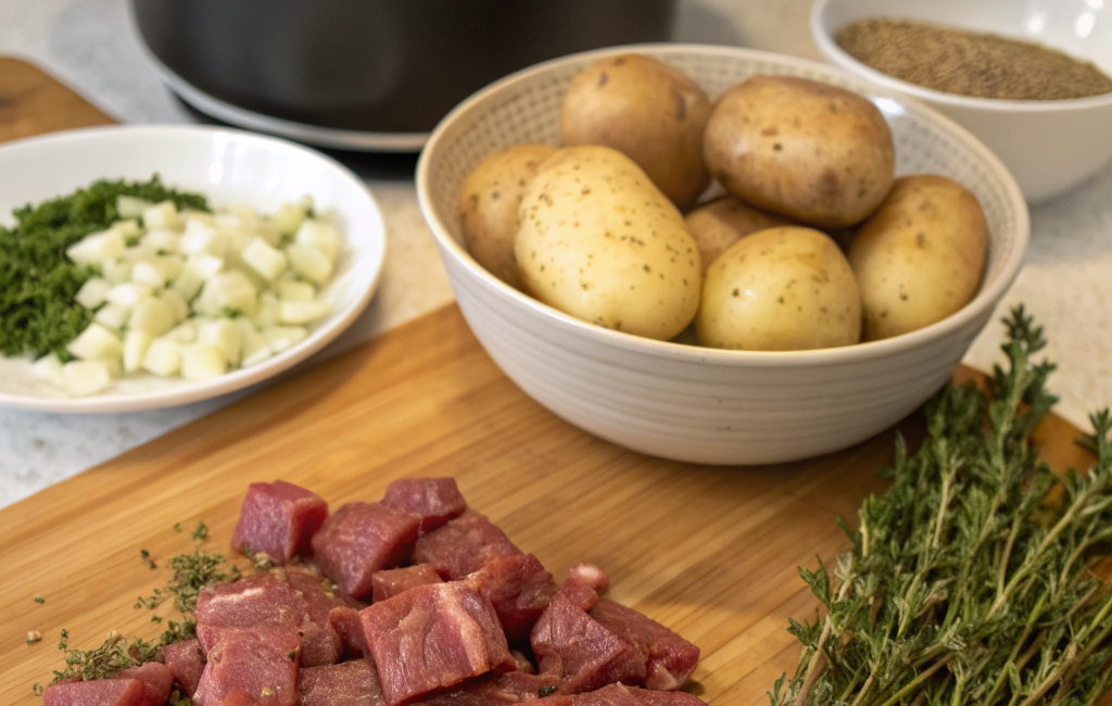 How to Cook Slow Cooked Beef with Potatoes and HerbsIngredients
