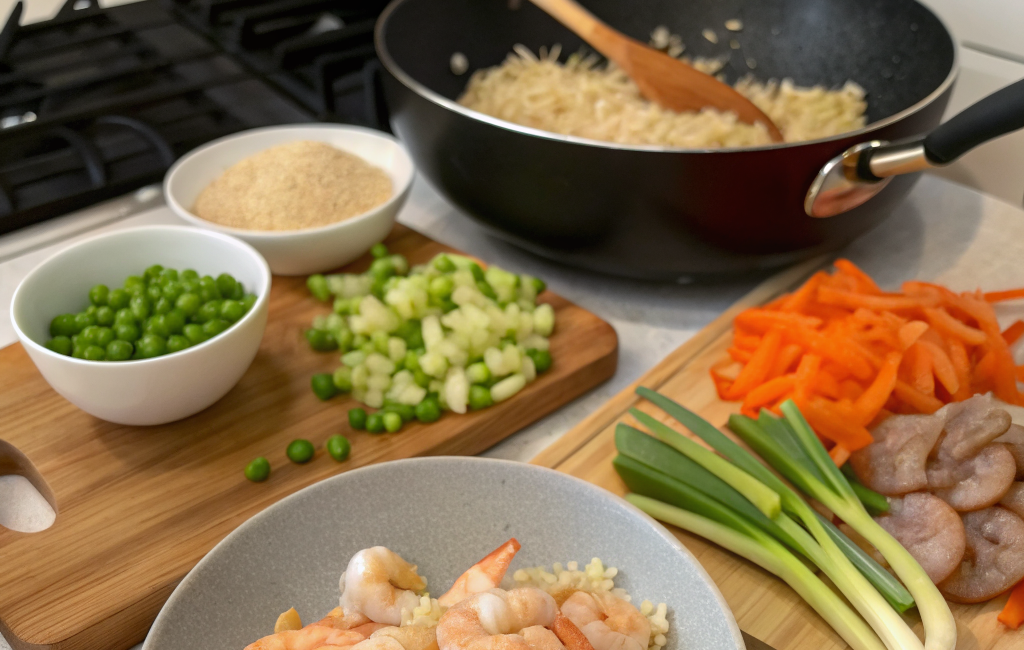 How to Cook Shrimp Fried Rice with VegetablesIngredients