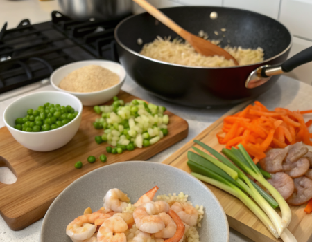 How to Cook Shrimp Fried Rice with VegetablesIngredients