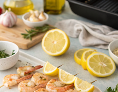 How to Prepare Grilled Shrimp Skewers with LemonIngredients